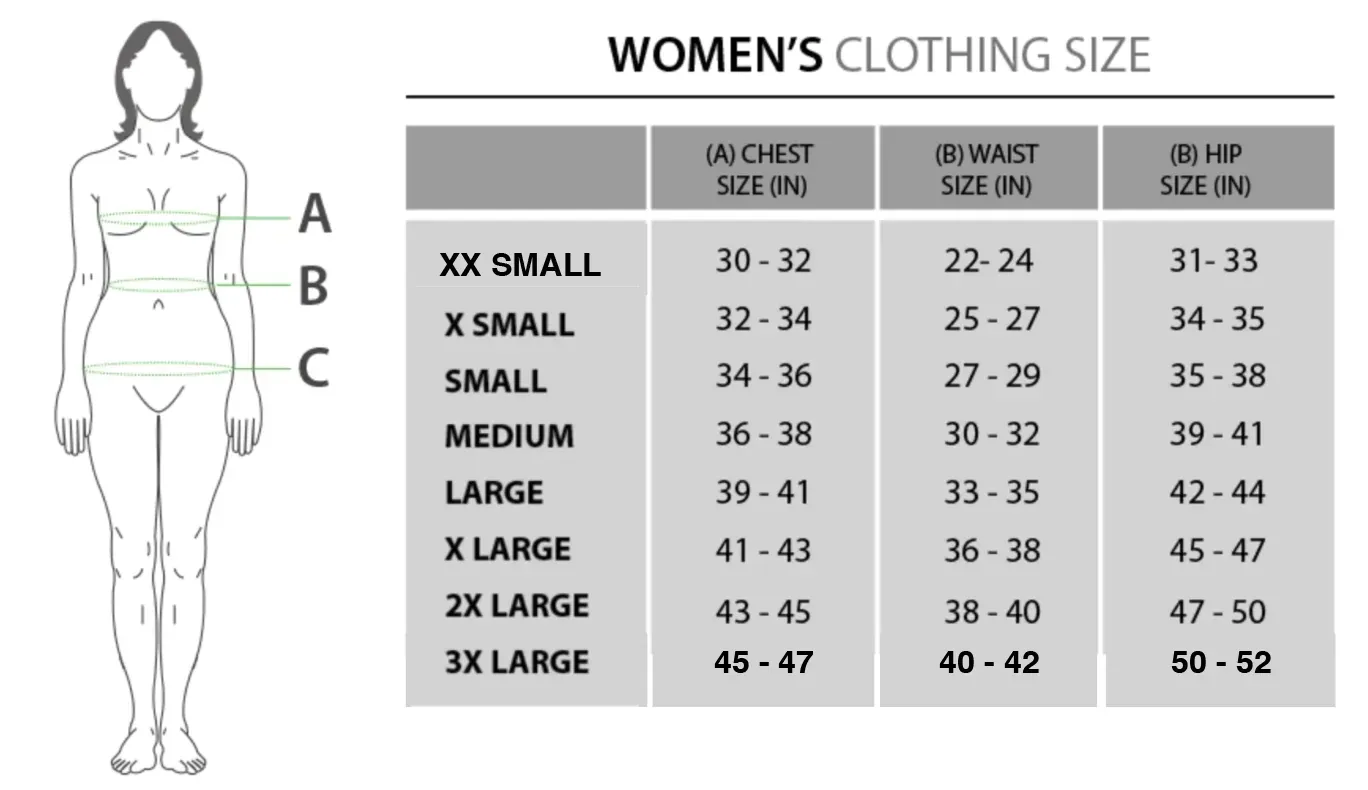 ABR cycle kit womens size chart