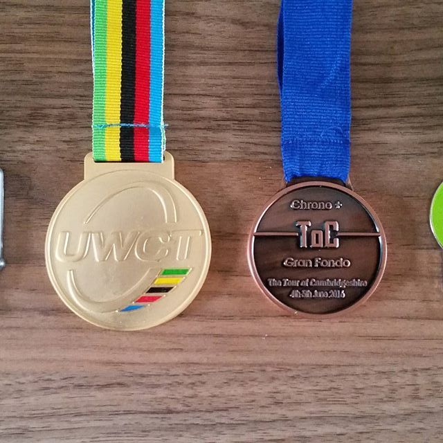 ABR rider winning a UCI cycle gran fondo medal