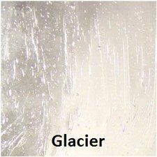 A close up of a piece of glass with the word glacier on it.