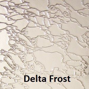 A close up of a glass with the word delta frost on it.