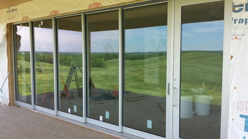 A building with a lot of windows is being built