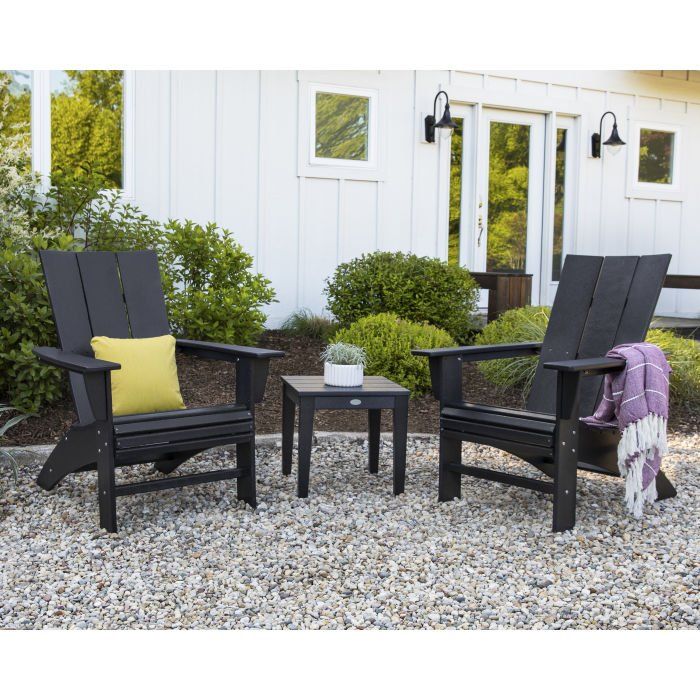 POLYWOOD Black Modern Curveback Adirondack 3-Piece