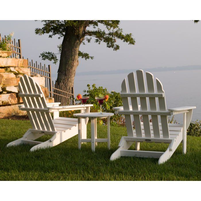 POLYWOOD White Classic Adirondack 3-Piece Folding