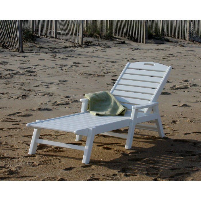 POLYWOOD White Nautical Chaise Arms