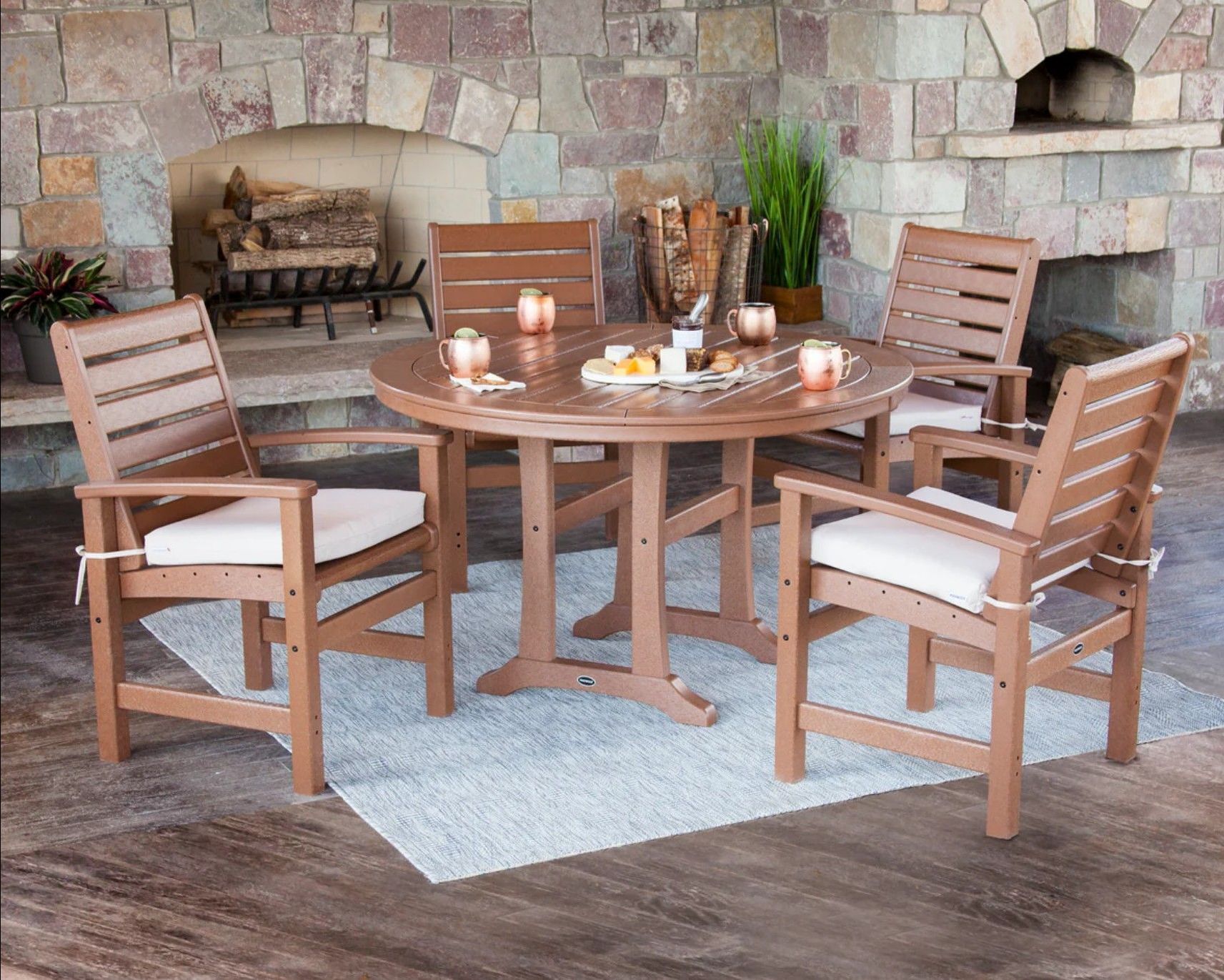 POLYWOOD Farmhouse Nautical Dining Table and Signature Dining Chairs