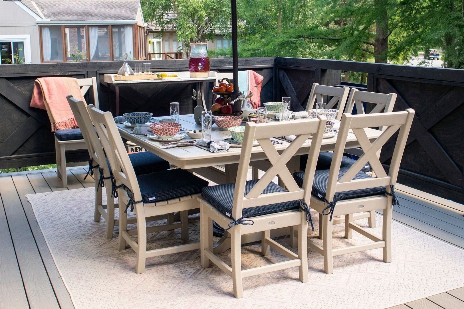 POLYWOOD Outdoor Dining Set with umbrella