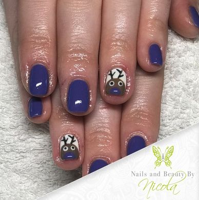 Blue Reindeer Nails