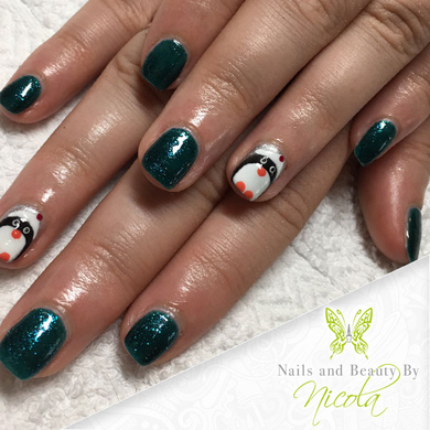 Christmas Penguin Nails