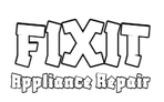 A black and white logo for fix it appliance repair.