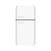 A white refrigerator with two doors on a white background.