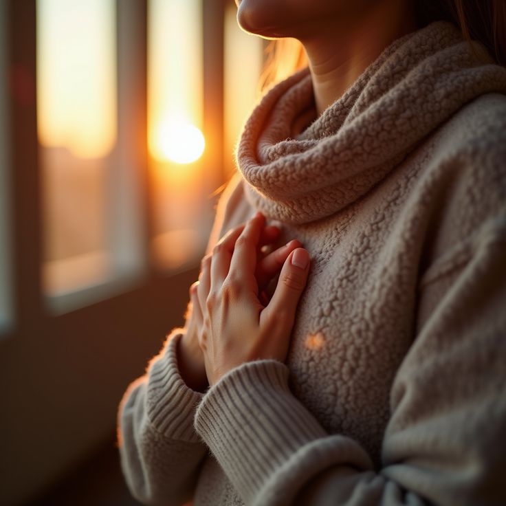 Persona colocando las manos sobre el pecho