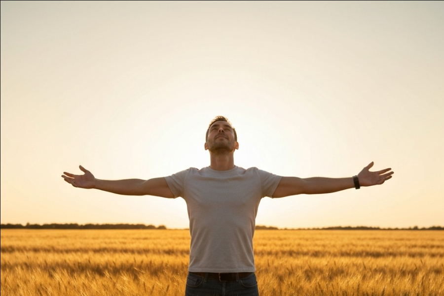 Hombre con los brazos abiertos