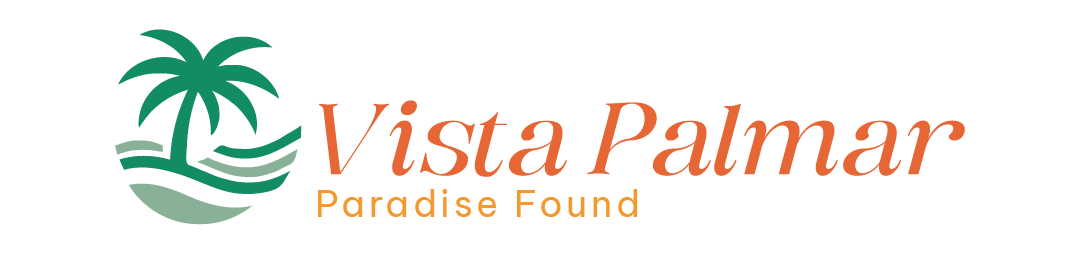The vista palmar paradise found logo has a palm tree on it.