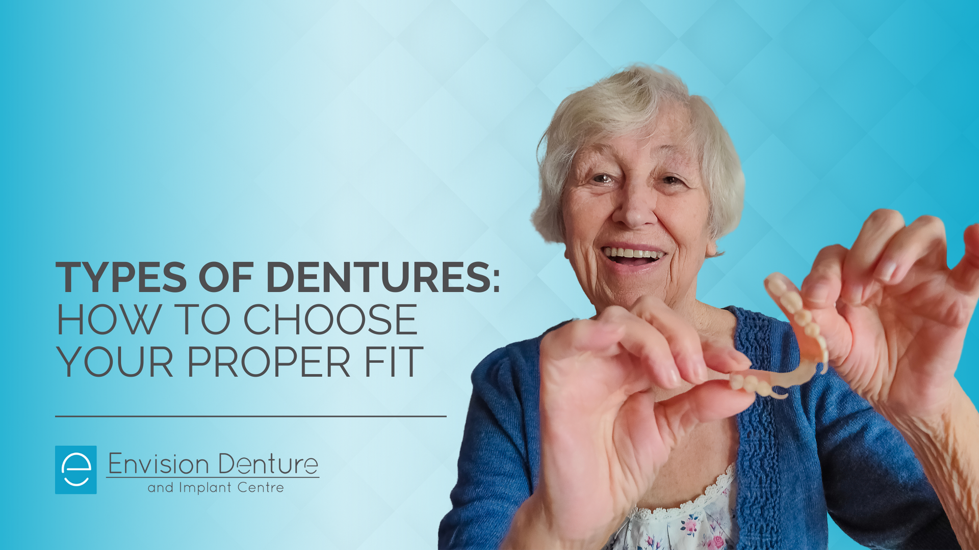 an elderly woman is holding a denture in her hands .