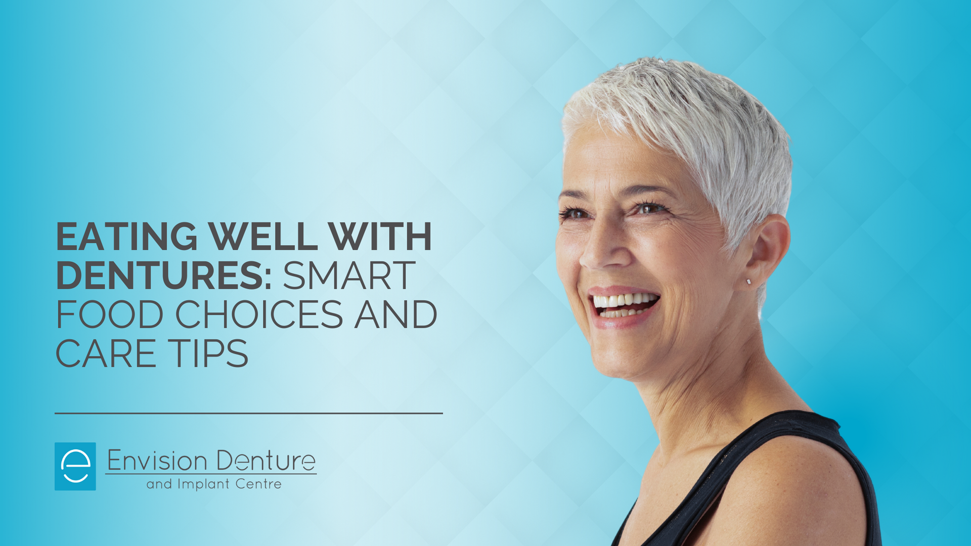Smiling woman with short gray hair; text reads 