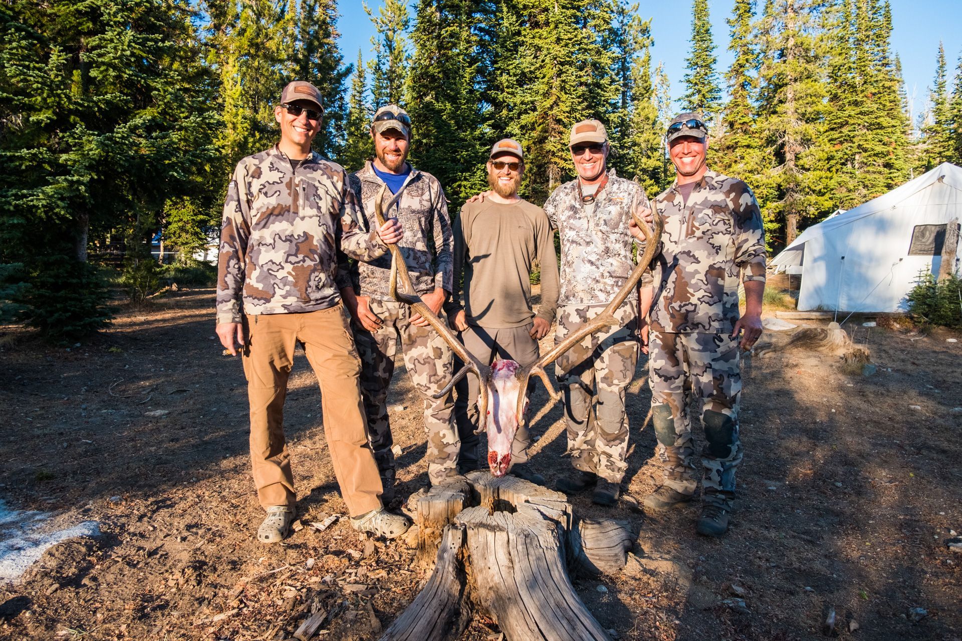 Successful guided elk hunters Frank Church Wilderness