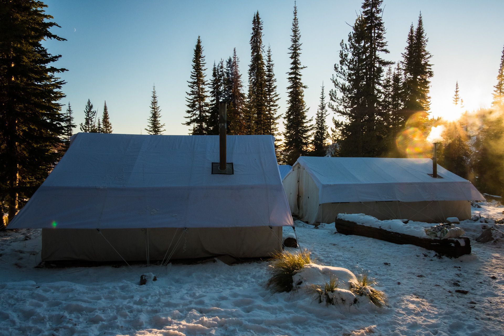 Outfitter wall tent camp in the Frank Church Wilderness