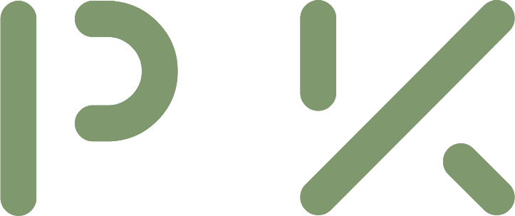Black logo with stylized letters 