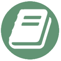 White book icon, green background.