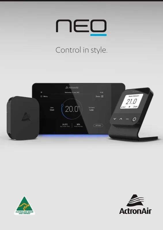 A Brochure For Neo Control In Style By Actron Air — Marty Nelson Refrigeration & Air Conditioning In Dubbo, NSW