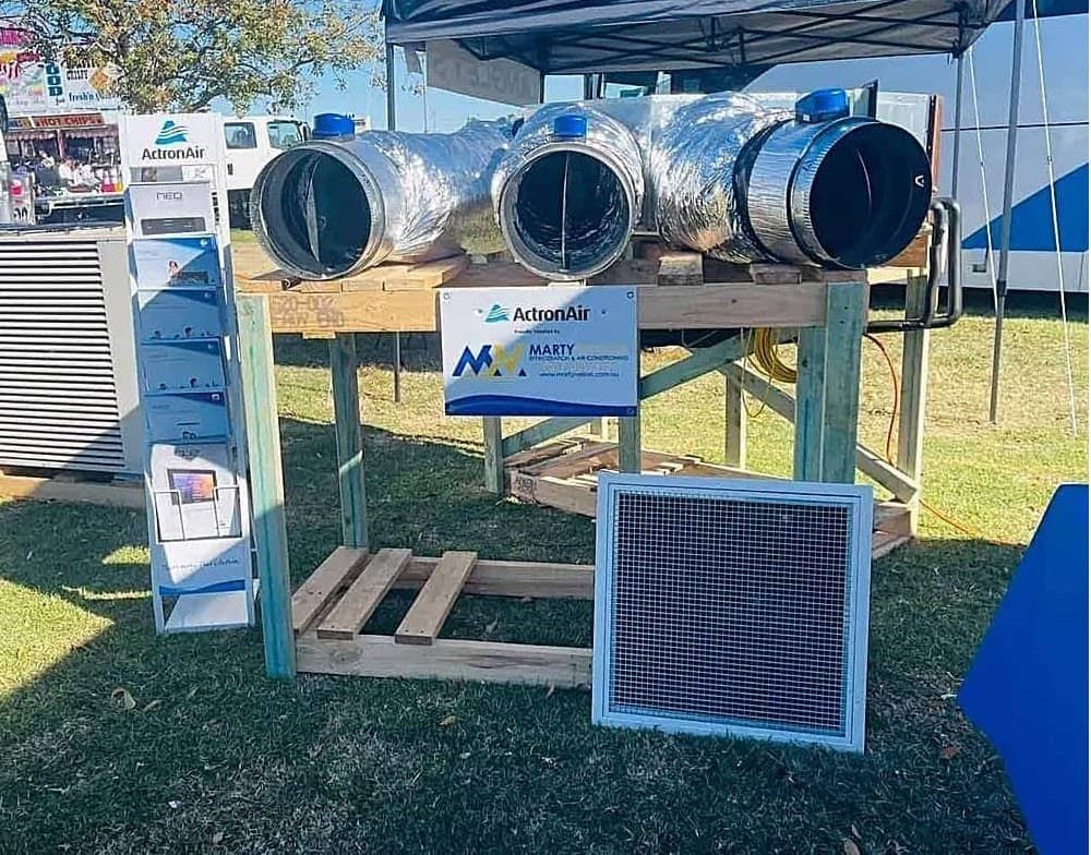 A Display Of Ducts And A Sign That Says Max — Marty Nelson Refrigeration & Air Conditioning In Dubbo, NSW