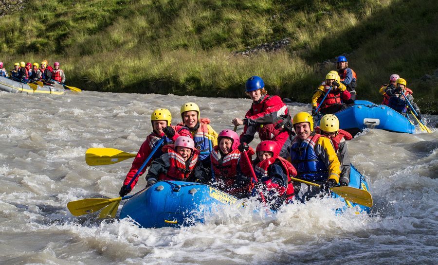 Family rafting Iceland