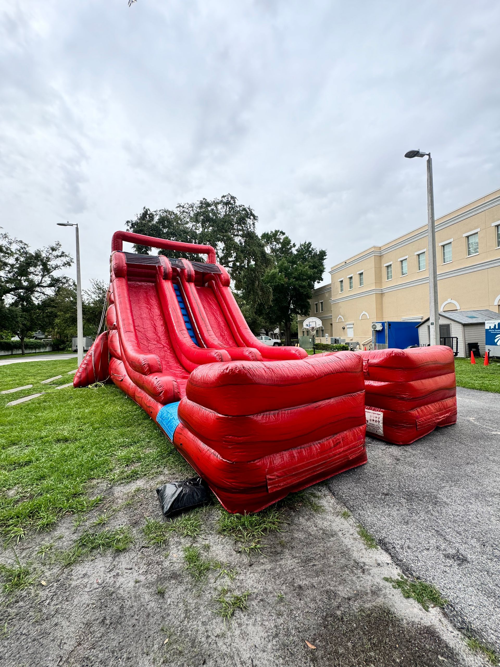 Massive red slide setup up for spring break fun