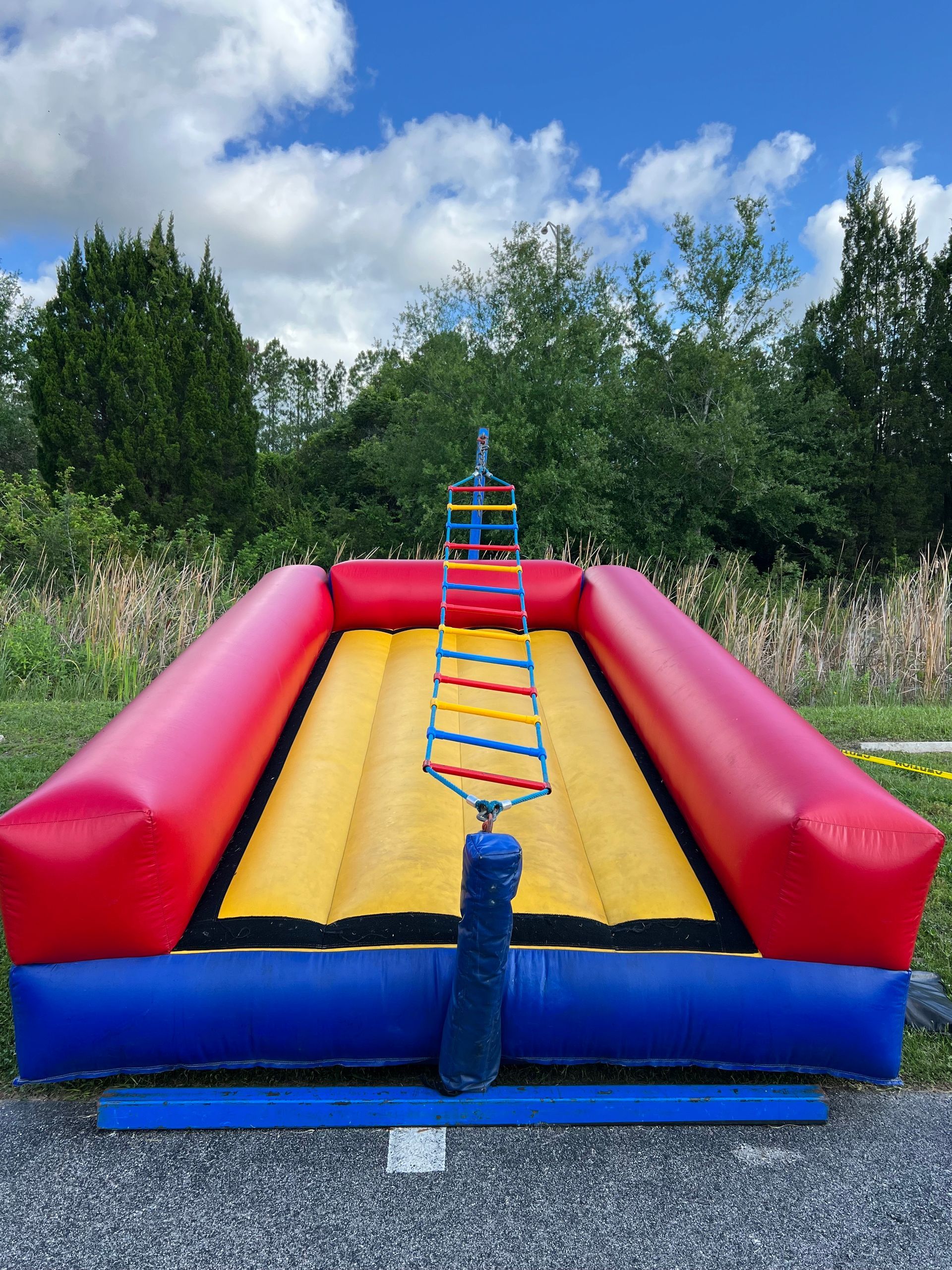 Climbing challenge with rope ladders that test balance and agility.