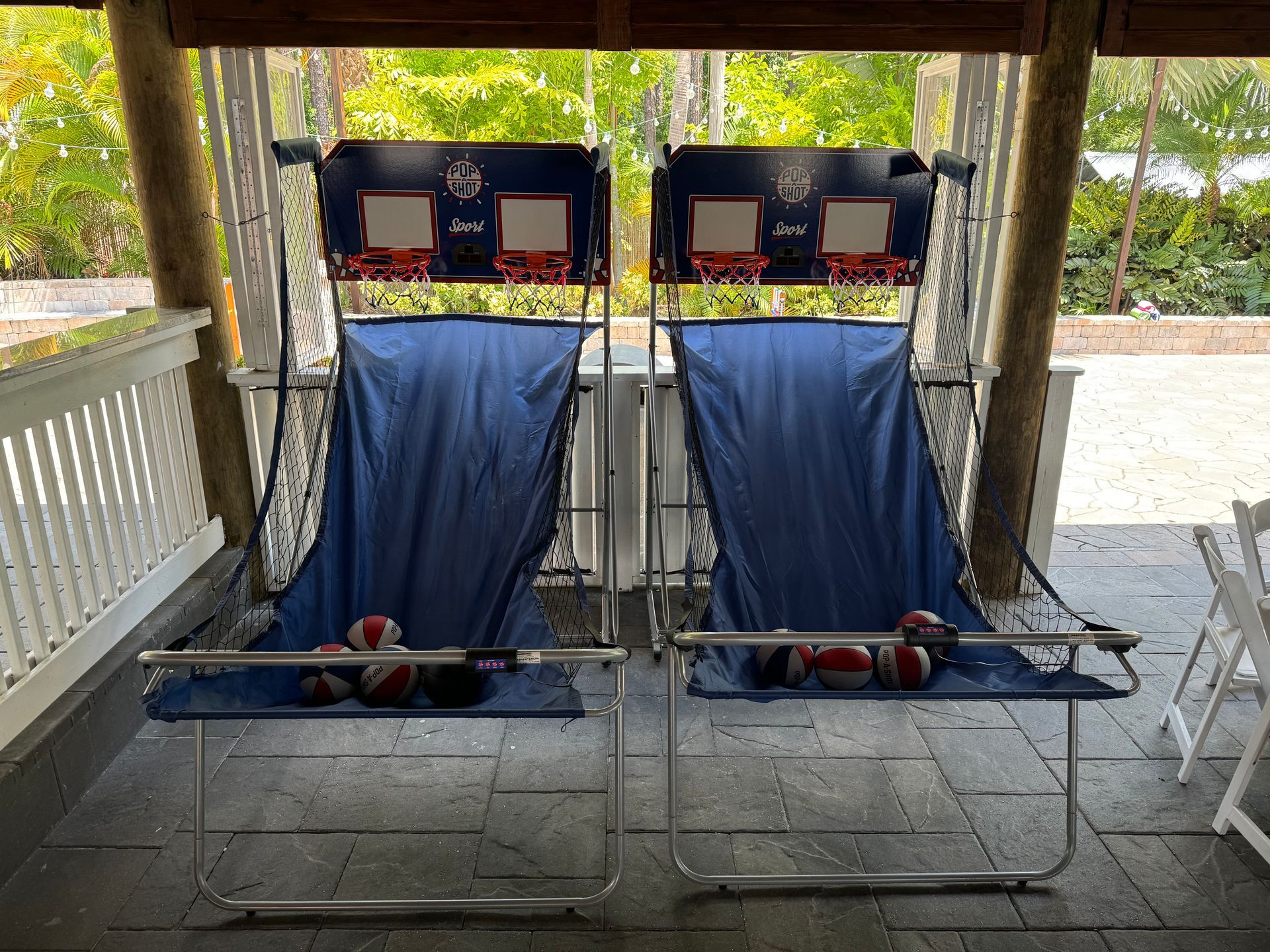 Ping pong table under an outdoor pavillion ready to be played