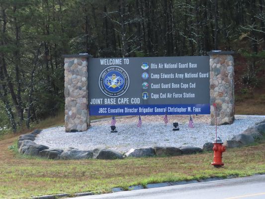 A stone masonry entrance sign for 