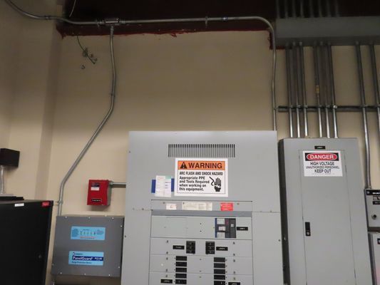 Main electrical panel with a prominent orange 