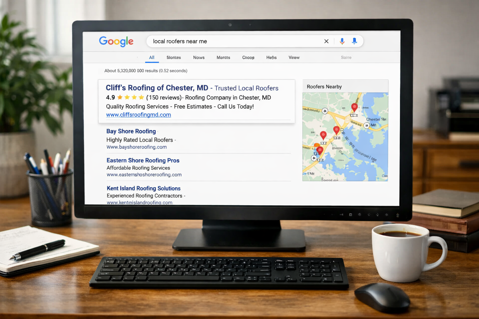 Computer screen showing a Google search for 