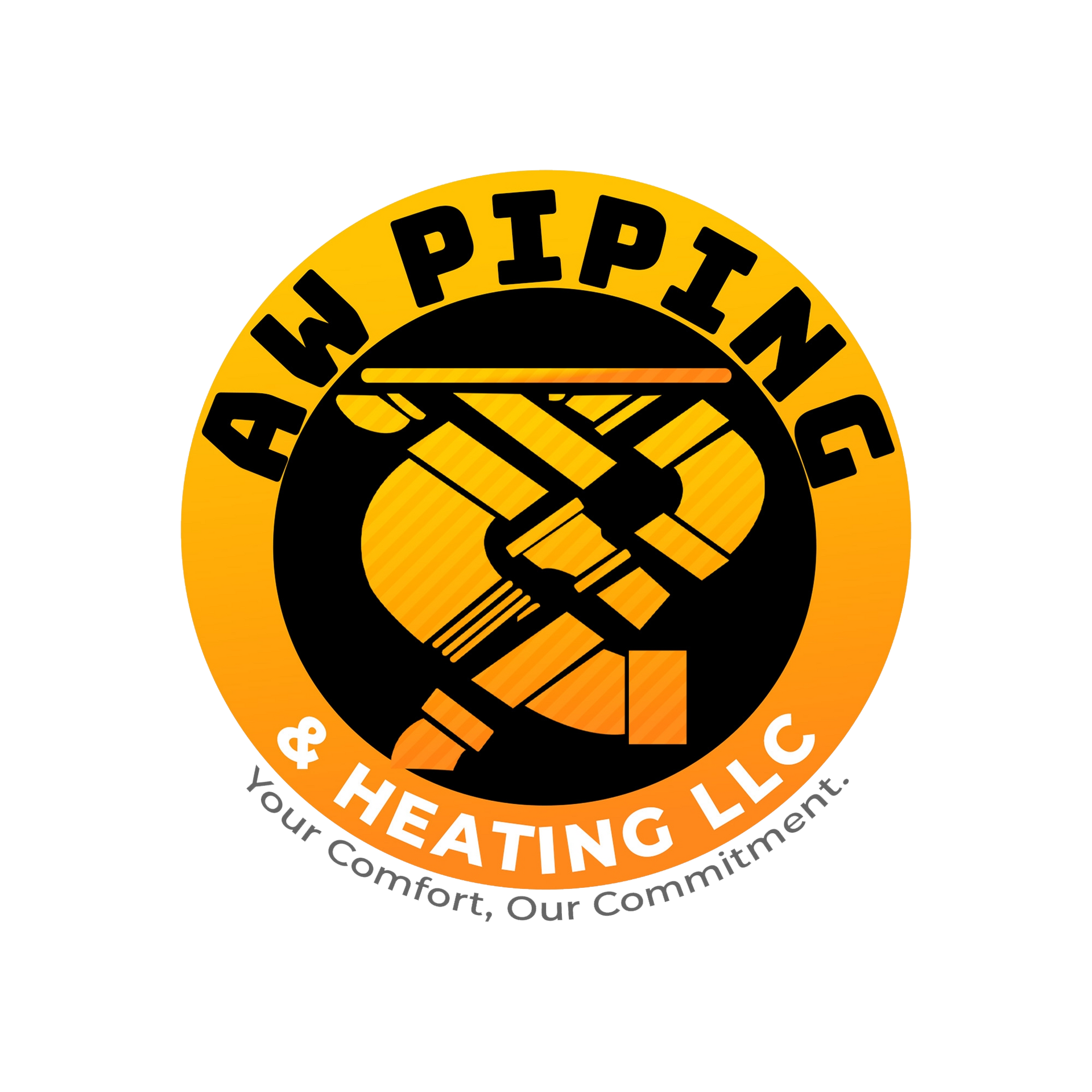 A logo for aw piping and heating llc