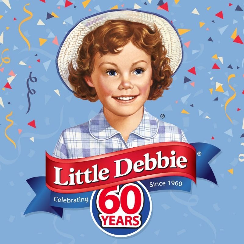 Little debbie celebrating 60 years with a picture of a little girl