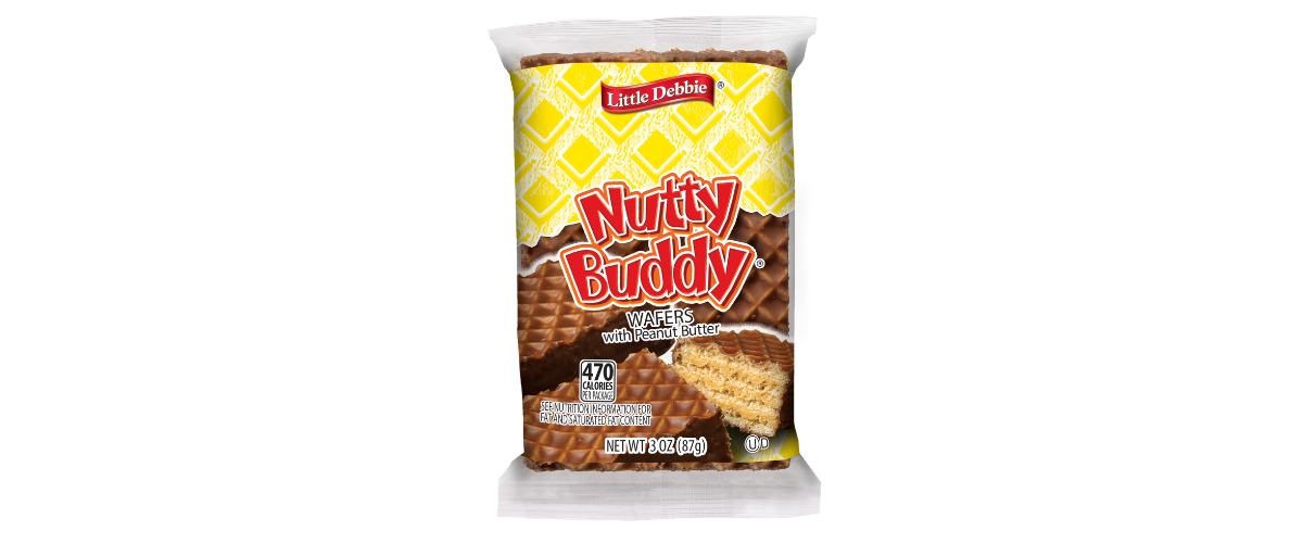 A bag of nutty crunchy cookies on a white background.