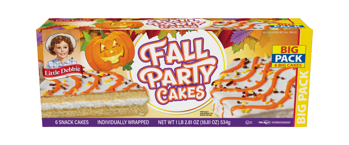 A box of fall party cakes with a pumpkin on it.