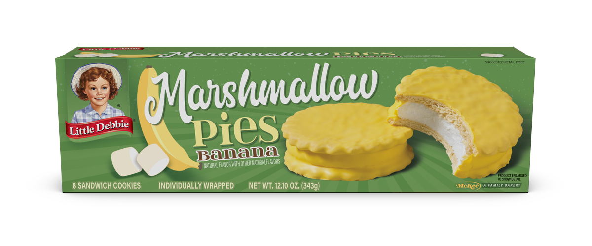 A box of marshmallow pies with banana filling.