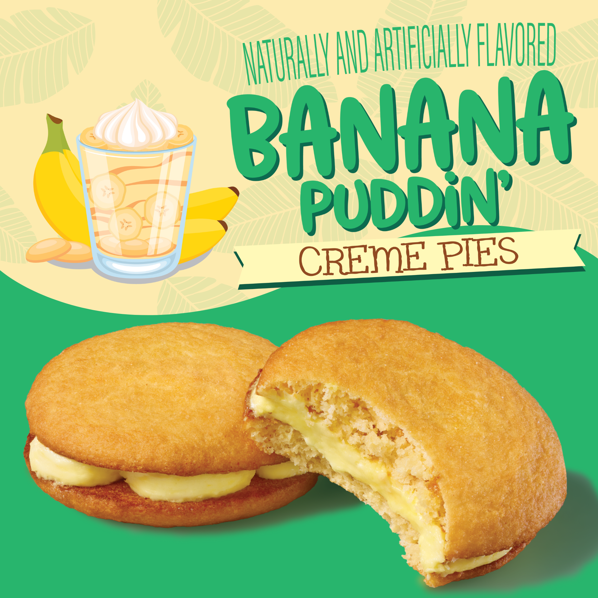 graphic of banana puddin creme pies