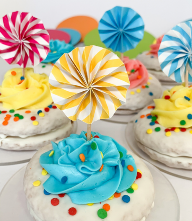 birthday cake creme pies decorated for a party