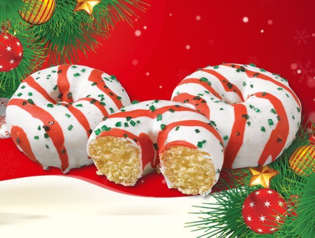 three christmas striped mini donuts 