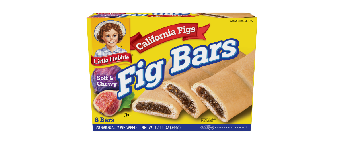 A box of california fig bars on a white background.