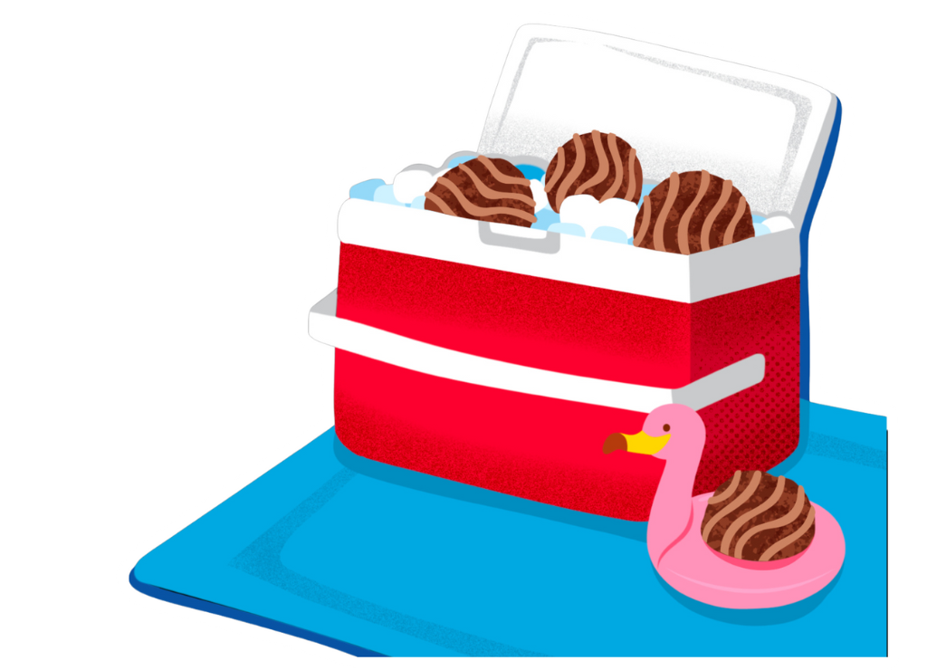 fudge rounds in a fun red cooler for ice cream sandwiches