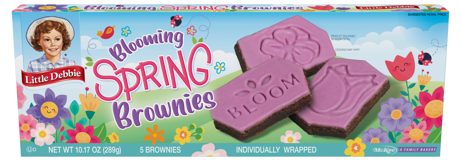 A box of blooming spring brownies with flowers on the box