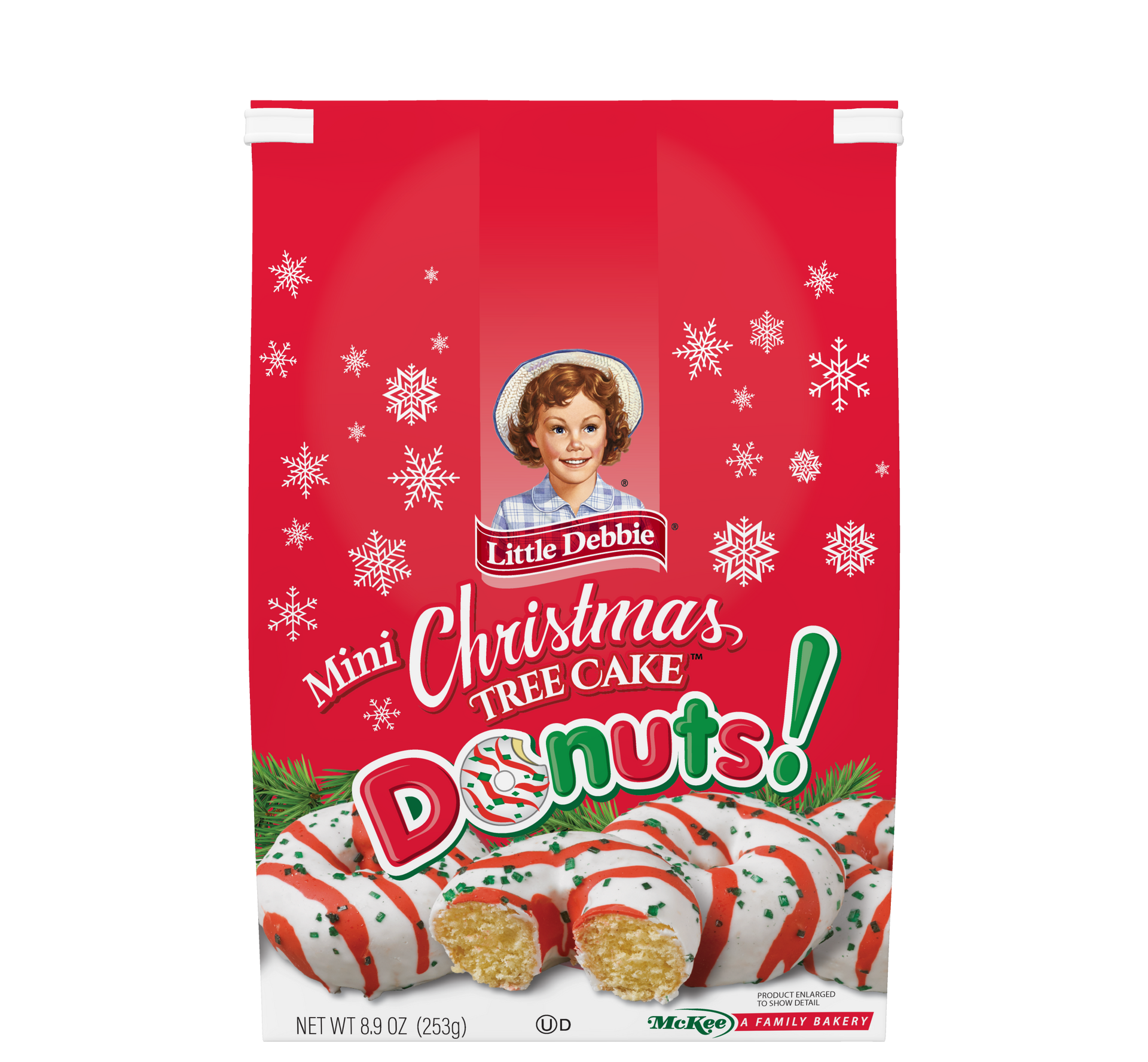 a bag of christmas tree cake mini donuts