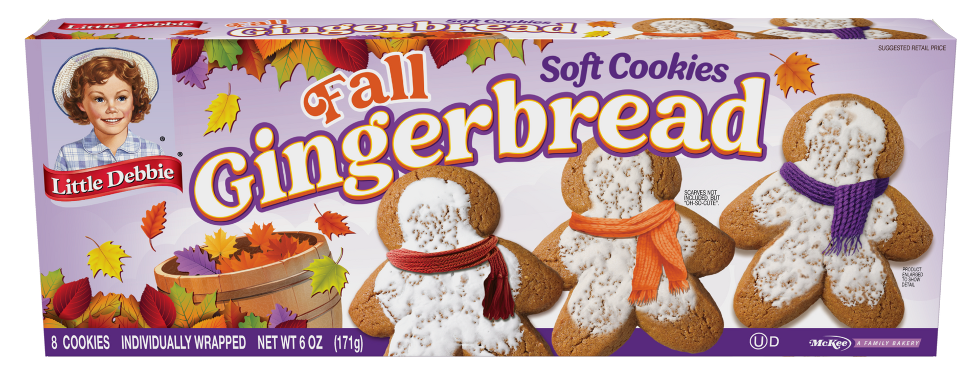 A box of gingerbread soft cookies with cinnamon sticks