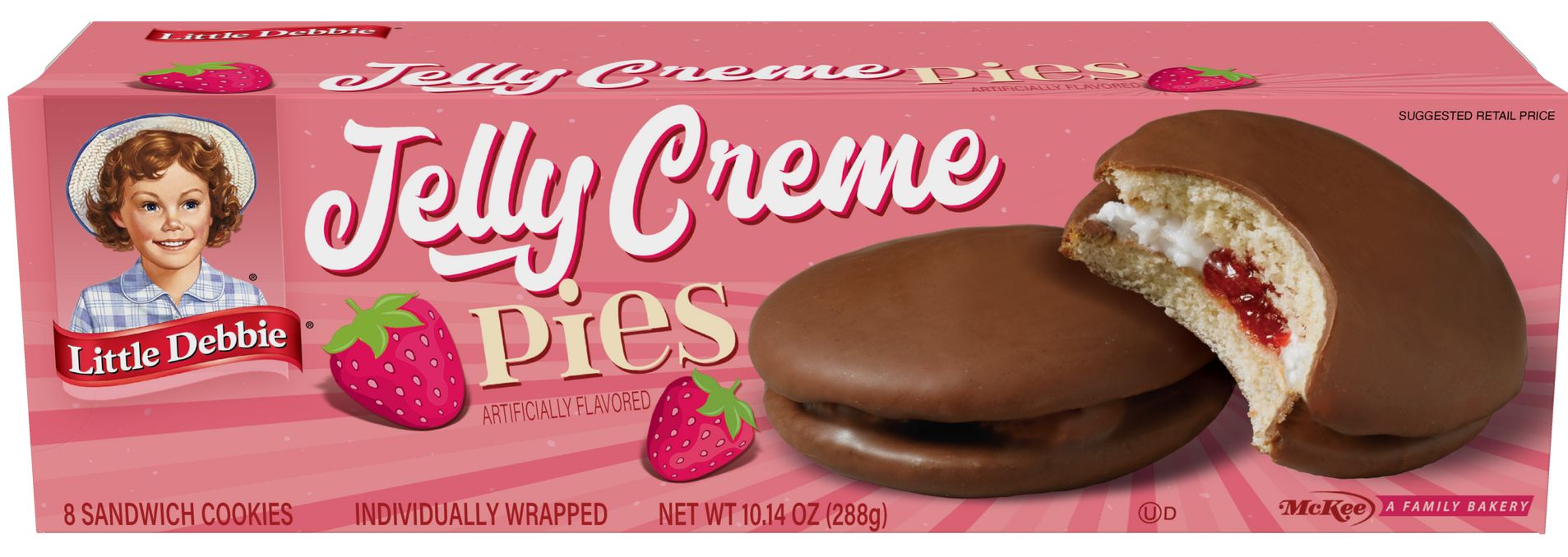 A box of jelly creme pies with strawberry filling.