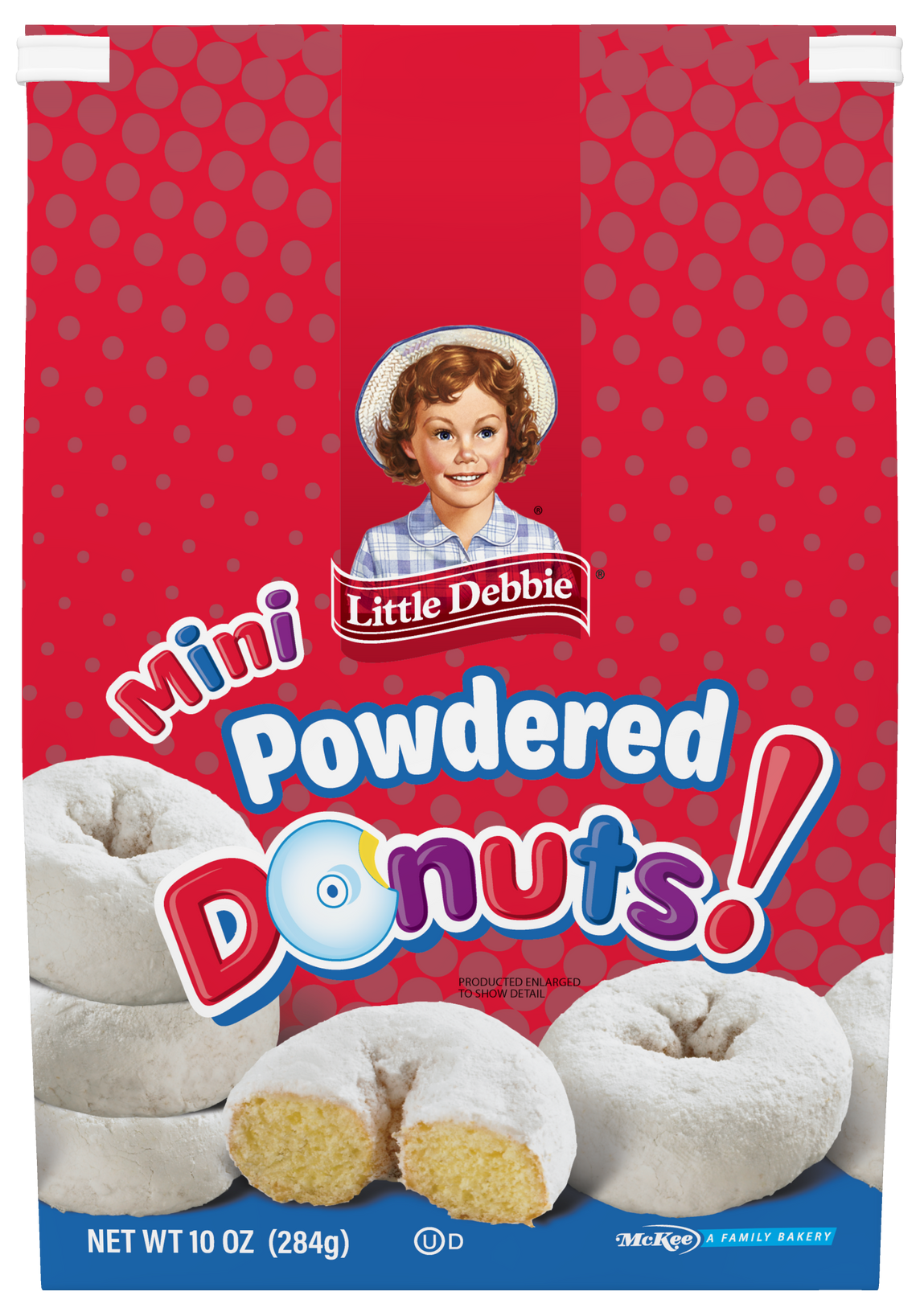 a bag of powdered mini donuts