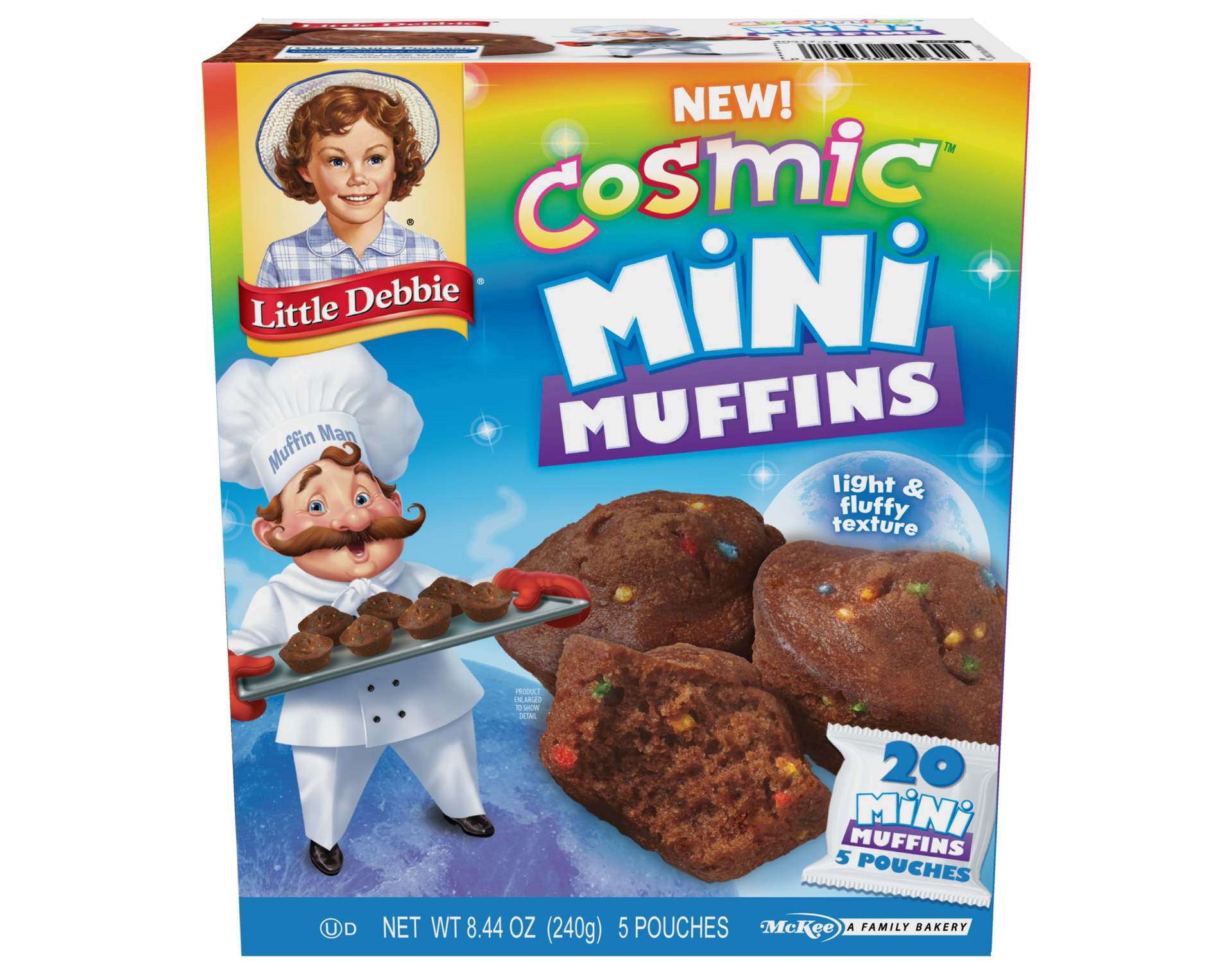A box of mini brownies with a picture of a chef on it.