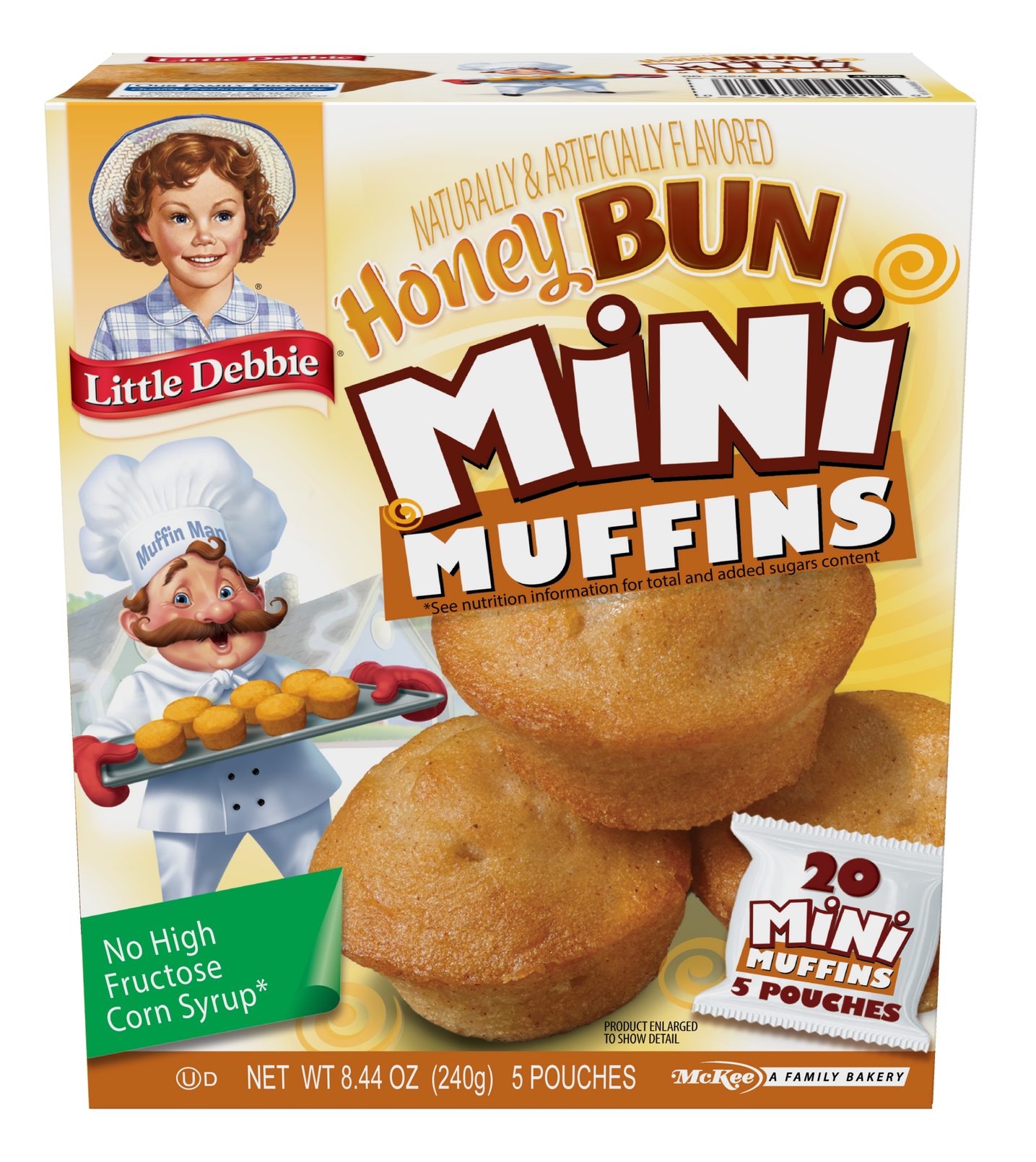 A box of honey bun mini muffins on a white background