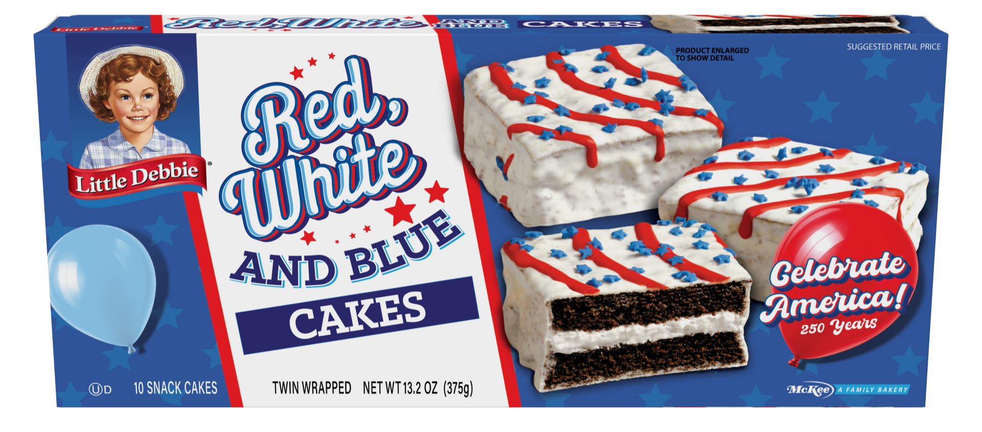 A box of red , white and blue cakes